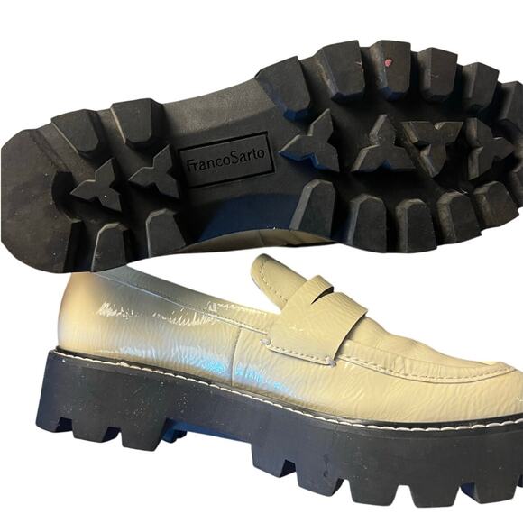 Franco Sarto Balin White Patent Leather Platform Lug Sole Loafers Size 6.5 - Picture 9 of 10